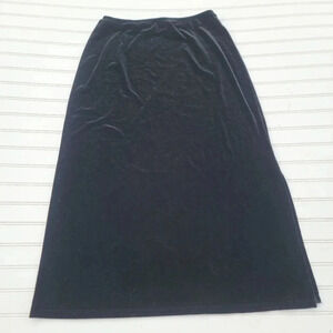 Impressions Lifestyle Black Velvet Skirt  Elastic Waist Pull On Sttrtch Sz L